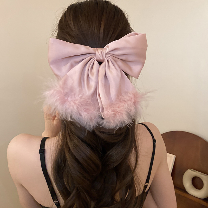 Women's Simple Style Bow Knot Alloy Cloth Feather Hair Clip display picture 17