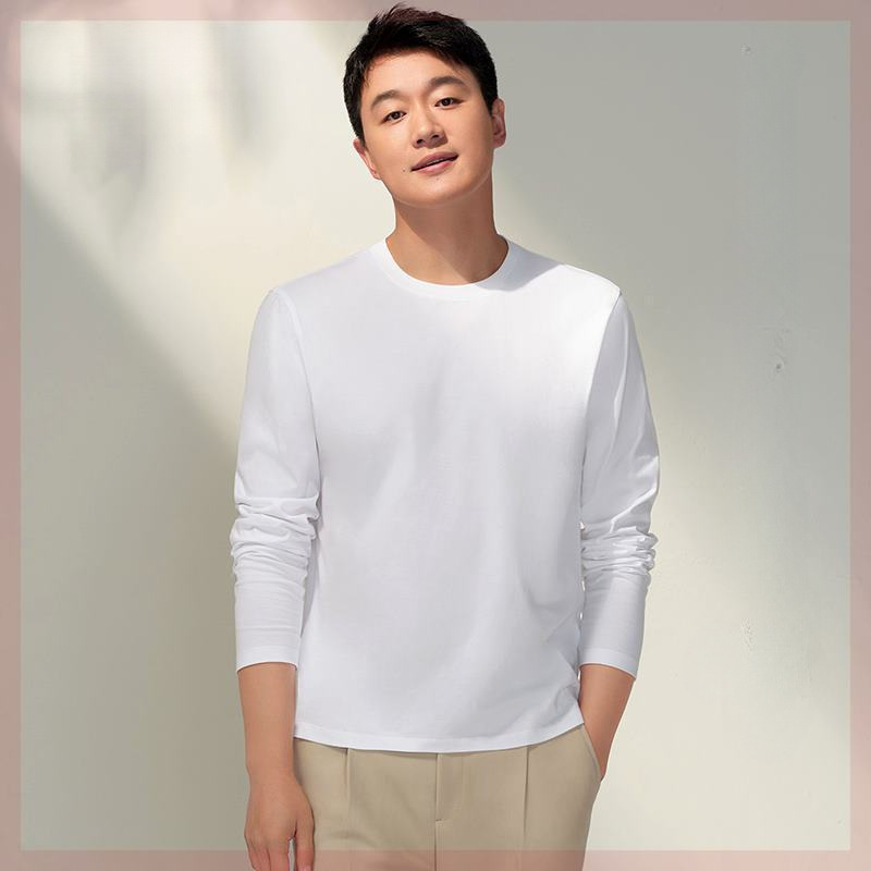 布先生官方旗舰店 mrbu布先生 佟大为同款圆领百搭长袖T恤纯亚麻