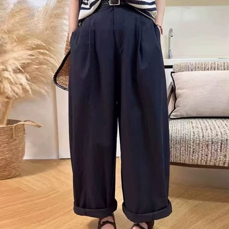 （抗皱钛金棉）2025秋季新款九分休闲阔腿裤休闲裤女韩版宽松直筒|undefined