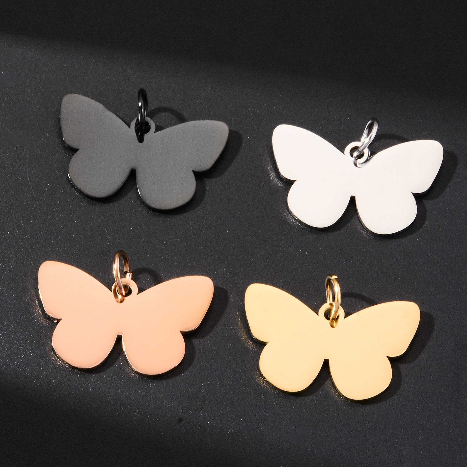 Charms Classification 5 PCS/Package 304 Stainless Steel Customization Laser Engraving Butterfly Pendant Charms
