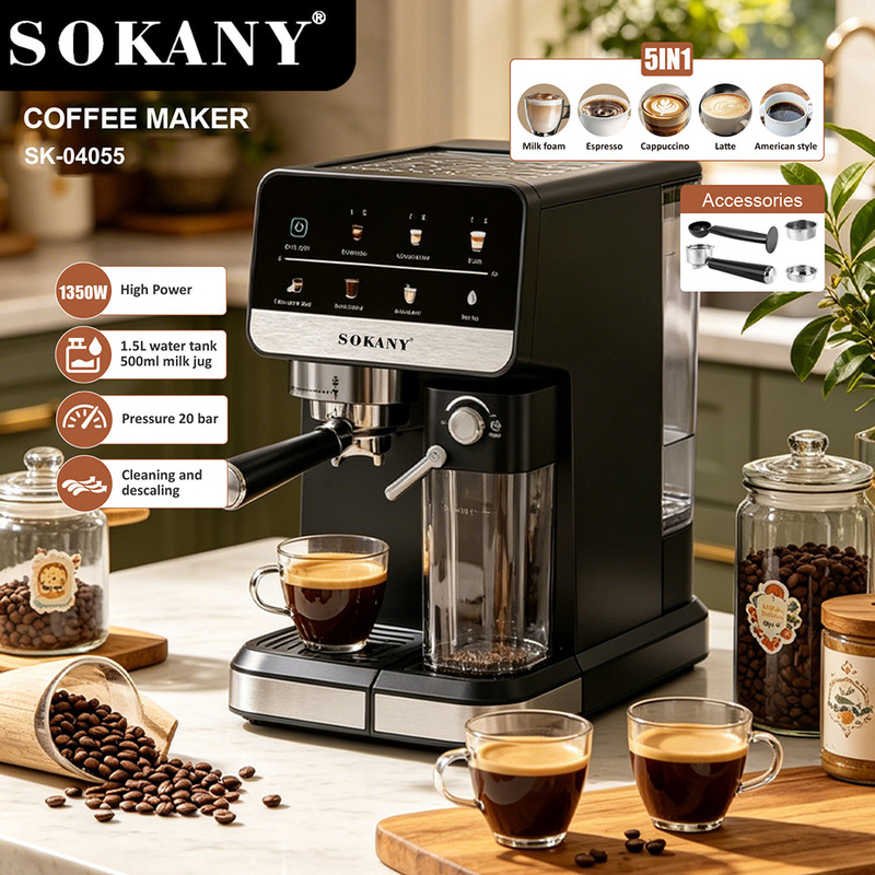 Cross-Border Coffee Machine 2L Self-Cleaning Fully Automatic Milk Frothing High Temperature Extraction Italian American Latte Sk-04055 Cross-Border Coffee Machine 2L Self-Cleaning Fully Automatic Milk Frothing High Temperature Extraction Italian American Latte Sk-04055