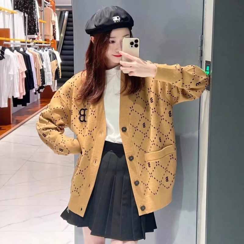 Trendy Brand Yankees Ny Cardigan Mlb Diamond All-Over Print Cardigan Loose Casual Unisex High-Quality Sweater Jacket