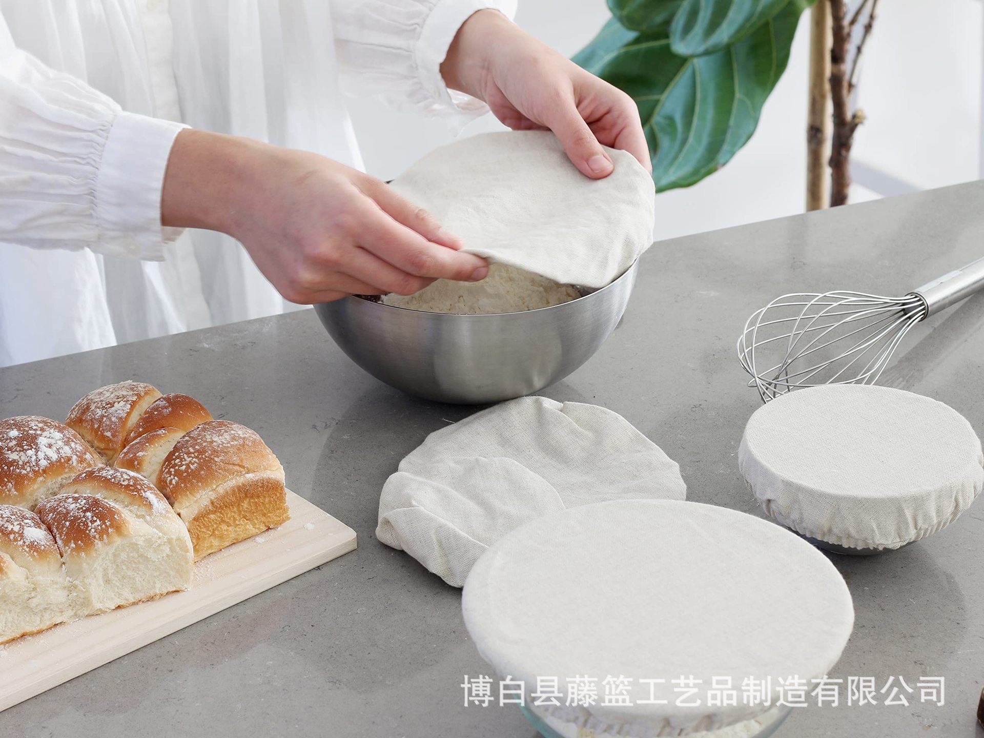 Cotton Fabric Bowl Cover Elastic Dustproof Breathable Bowl Cloth Lid for Bread Fermentation Reusable