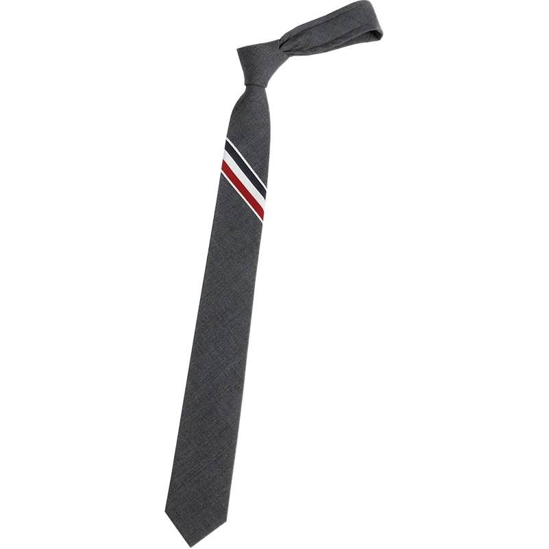 TB Трехцветная полоска в Корейском стиле 5 см Британский серый шерстяной галстук Мужская официальная одежда деловая черная узкая тонкая оптовая продажа в наличии