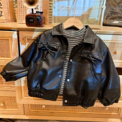 子供服女の子レザージャケット 2025 春と秋の新スタイル子供用ファッショナブルなベビーレザージャケットオートバイジャケットトップス