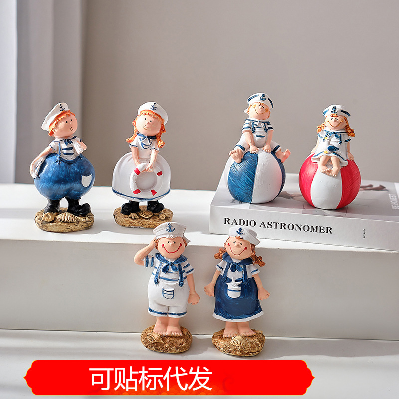 地中海树风格脂娃娃小孩摆件家居酒柜桌面隔板装饰娃娃情侣绘画