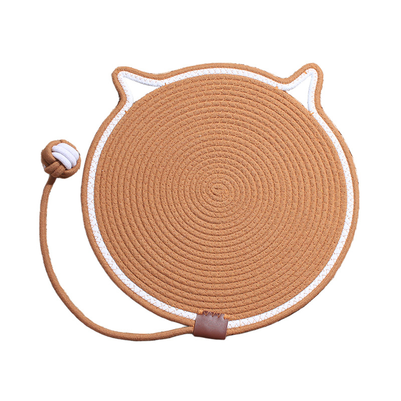Cable de algodón para mascotas confortable para jugar y dormir en una sola estera de agarre para gatos resistente al desgaste, estera de algodón trenzado resistente al desgaste