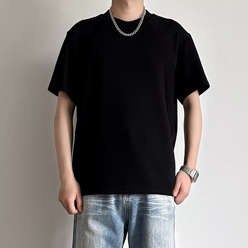 2026 American High Street Style Liquid Ammonia Cotton Cleanfit Short-Sleeve T-Shirt Unisex Loose Short Boxy Regular Shoulder Top Tee