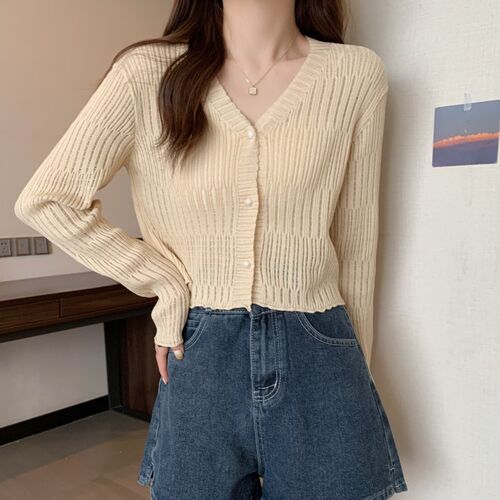 Pure desire wind ice silk knitted cardigan for women summer thin short shawl outer blouse sun protection jacket waistcoat top