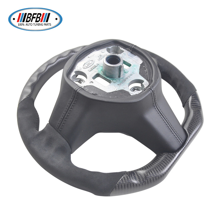 100% Real Carbon Fiber Matte Black Steering Wheel with Black Suede and Black Stitching - For Tesla Model Y - Steering Wheel Modification