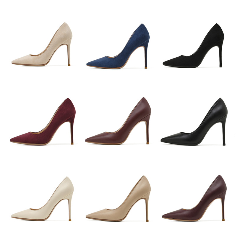 2021 New Four Seasons Single Shoes Stiletto Heel Pointed Shallow High Heels Fashion All-match Professional Korean Women's Shoes Wholesale