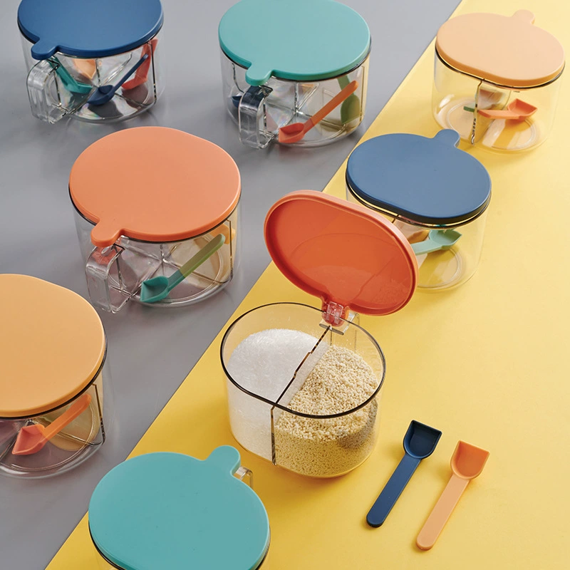 Коробка для приправ комбинированный костюм бытовой кухонный соляной сосуд соль сахар MSG прозрачный ящик для хранения интегрированная многосеточная банка для приправ