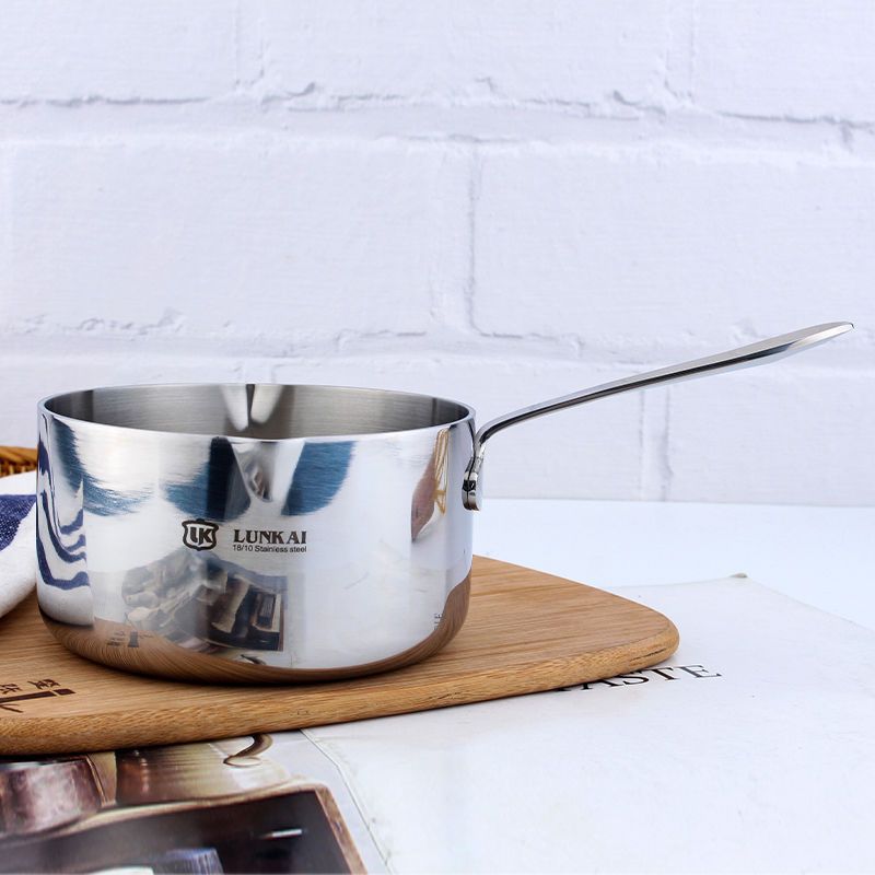 LUNKAI LUNKAI 18 / 10 acero inoxidable 12cm con desviador de agua, mantequilla de leche caliente, aceite caliente, mini olla de leche caliente