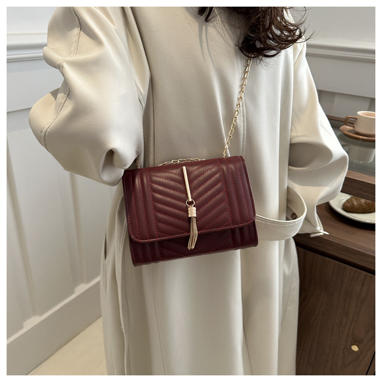 Borsa a tracolla donna con ricamo catena e nappine elegante_voghion.com