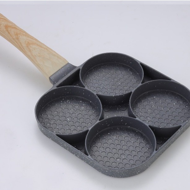 Sartén de Piedra Médica Transfronteriza con Cuatro Orificios, Sartén Antiadherente Plana para Filetes, Sartén Universal para Huevos de Desayuno, Olla Pequeña