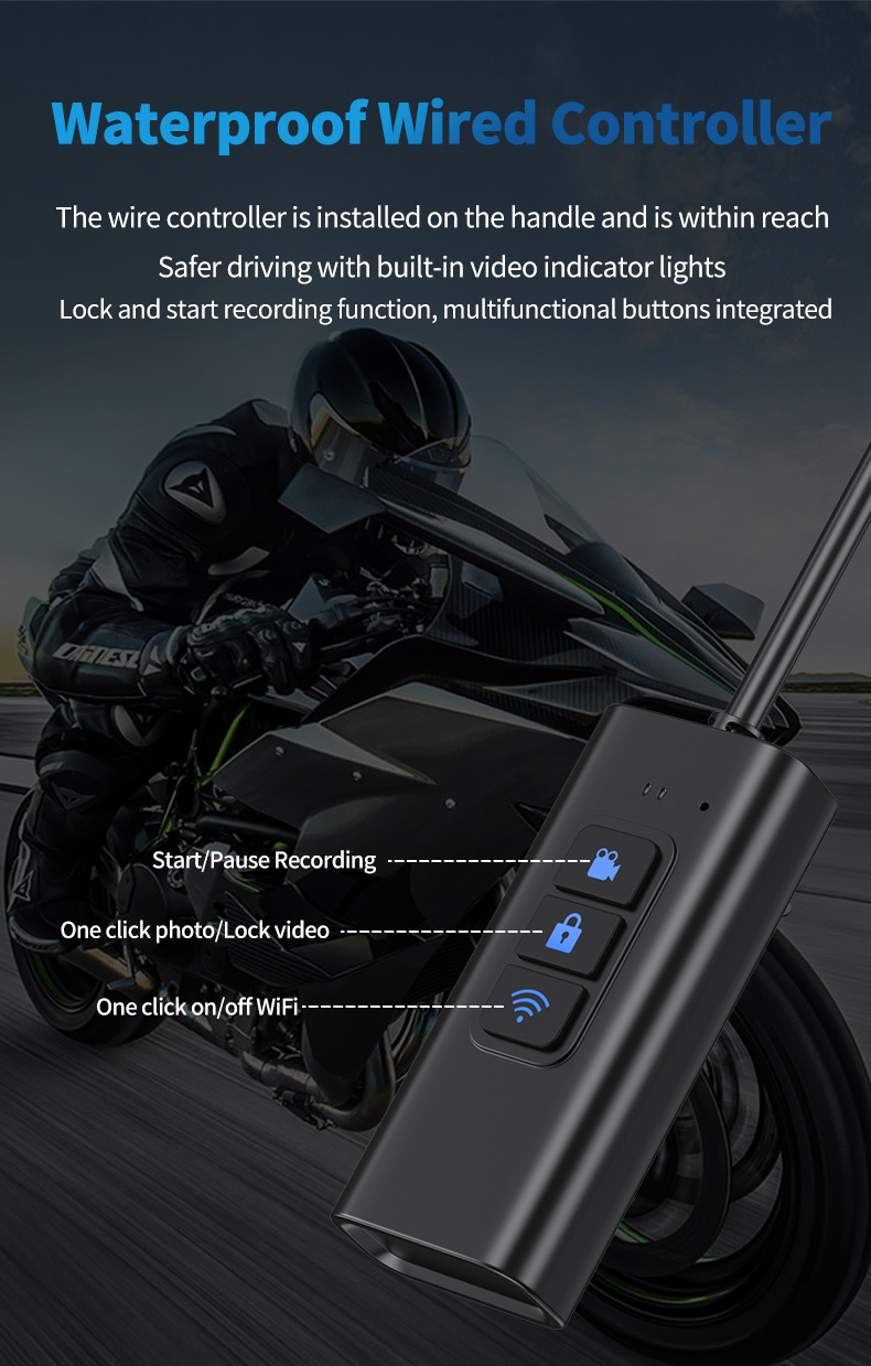 Cross-border motorcycle driving recorder HD 1080 touch 3.16 inch WiFi front and rear dual recording locomotive recorder