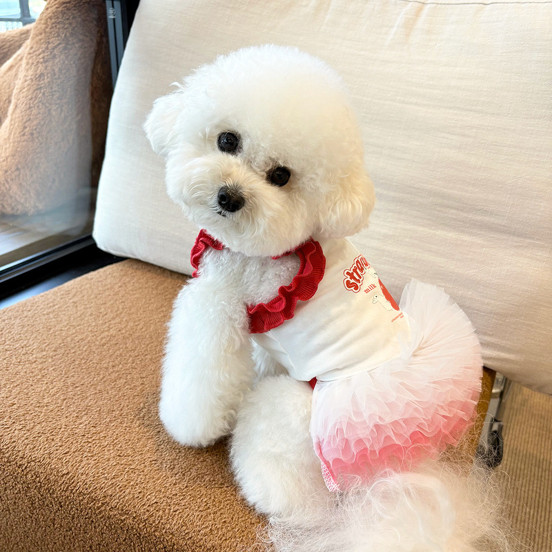 ペット犬猫服ストラッププリンセススカート小型犬猫車センチプリント快適蓬蓬スカート|undefined