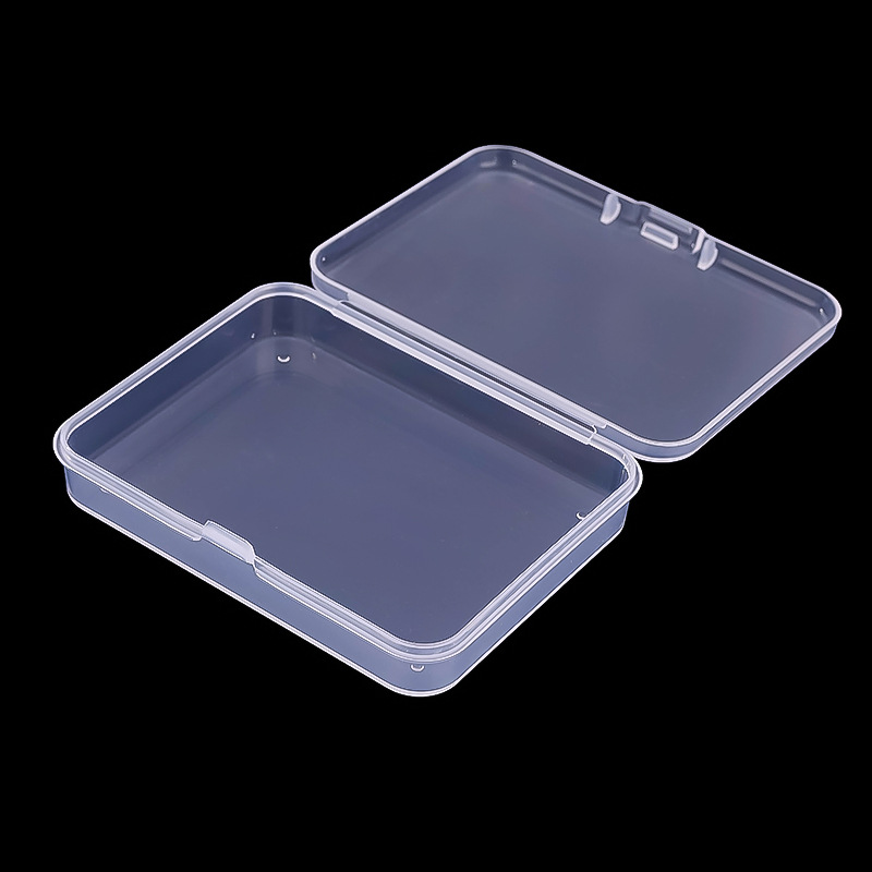 Amazon Flat Box Transparent Pp Rectangular Box Nail Art Jewelry Box Card Stationery Packaging Plastic Storage Box with Lid