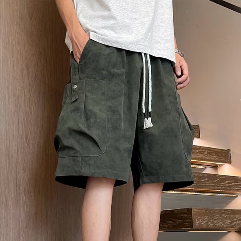 150kg Tie-Dye Shorts for Men, Summer Multi-Pocket Cargo Shorts, Retro Straight-Leg Casual Shorts