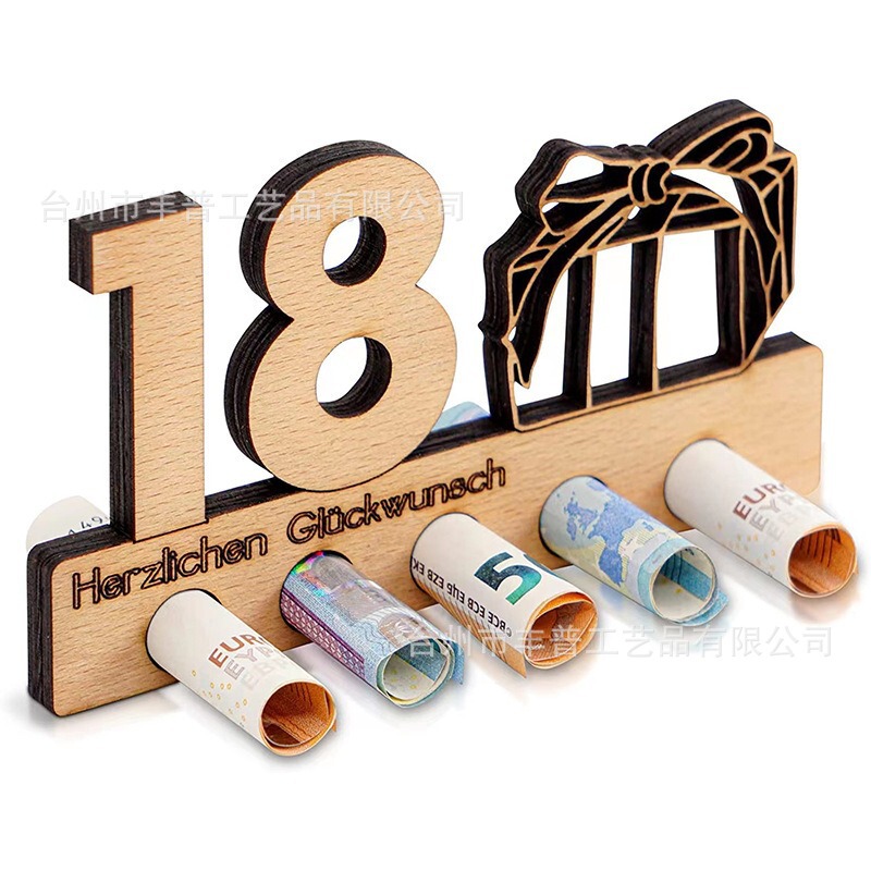 New 18Th Birthday Money Gift Holder Anniversary Creative Interesting Money Gift Wooden Crafts