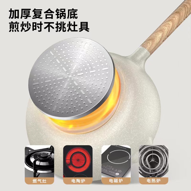 Yierjia transfronterizo maifan piedra antiadherente pan pequeño wok hogar wok menos lampblack cocina de inducción estufa de gas universal