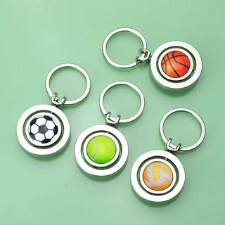 旋转钥匙扣挂件定制印刷LOGO双面滴胶钥匙扣跨境商务小礼品挂饰