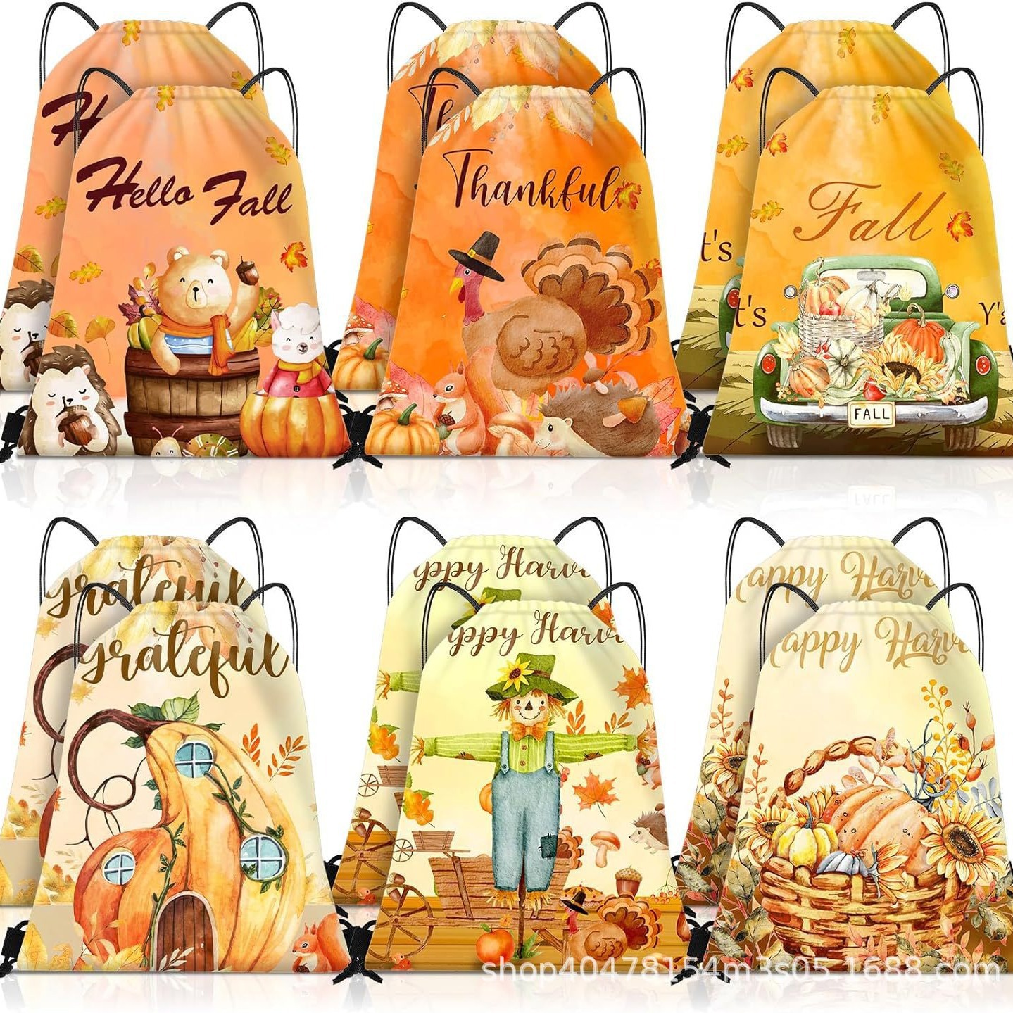 感恩节八双肩抽绳背包袋子派对便携收纳袋涤纶手提抽