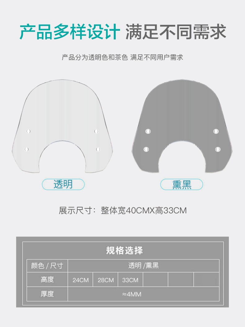 Suitable for Suzuki Retro Us125T Front Windshield Scooter Thickeneded Front Windshield Glass Modification Accessories