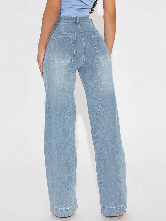 Solid Color Pattern Summer, Spring, Autumn Season Women's Gender Casual, Simple Style Style Women's Holiday Banquet Selfie Casual Simple Style Solid Color Full Length Jeans