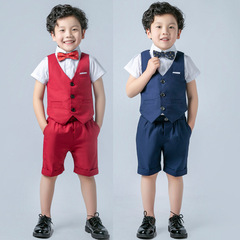 夏季童裝男童演出小西裝套裝兒童馬甲三件套花童禮服韓版一件代發