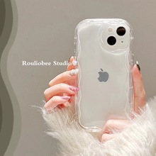 适用iphone17奶油纹手机壳苹果14透明硅胶软防摔软素材16promax13