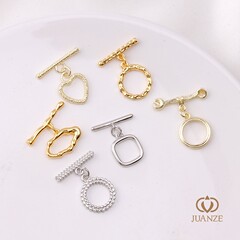 14k金保色otボタン銅メッキ本物の手はdiy真珠のブレスレットのネックレスのボタンの継ぎ手の部品の材料を作ります。