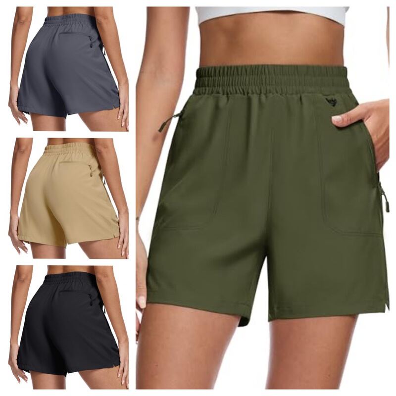 Cross-Border 2026 New Style Women's Workwear Multi-Pocket Lightweight Quick-Dry Outdoor Running Sports Shorts Tennis Shorts