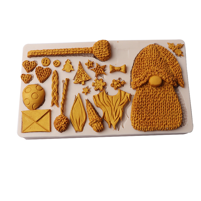 Navidad vestir-up fondant molde de silicona europeo enano lana bola ritmo seco pastel de chocolate molde para hornear