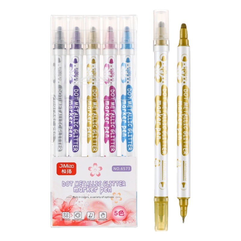 Doble cabeza redonda titular de la pluma fluorescente color clave marca marcado pluma nueva mano cuenta metal Doodle pluma