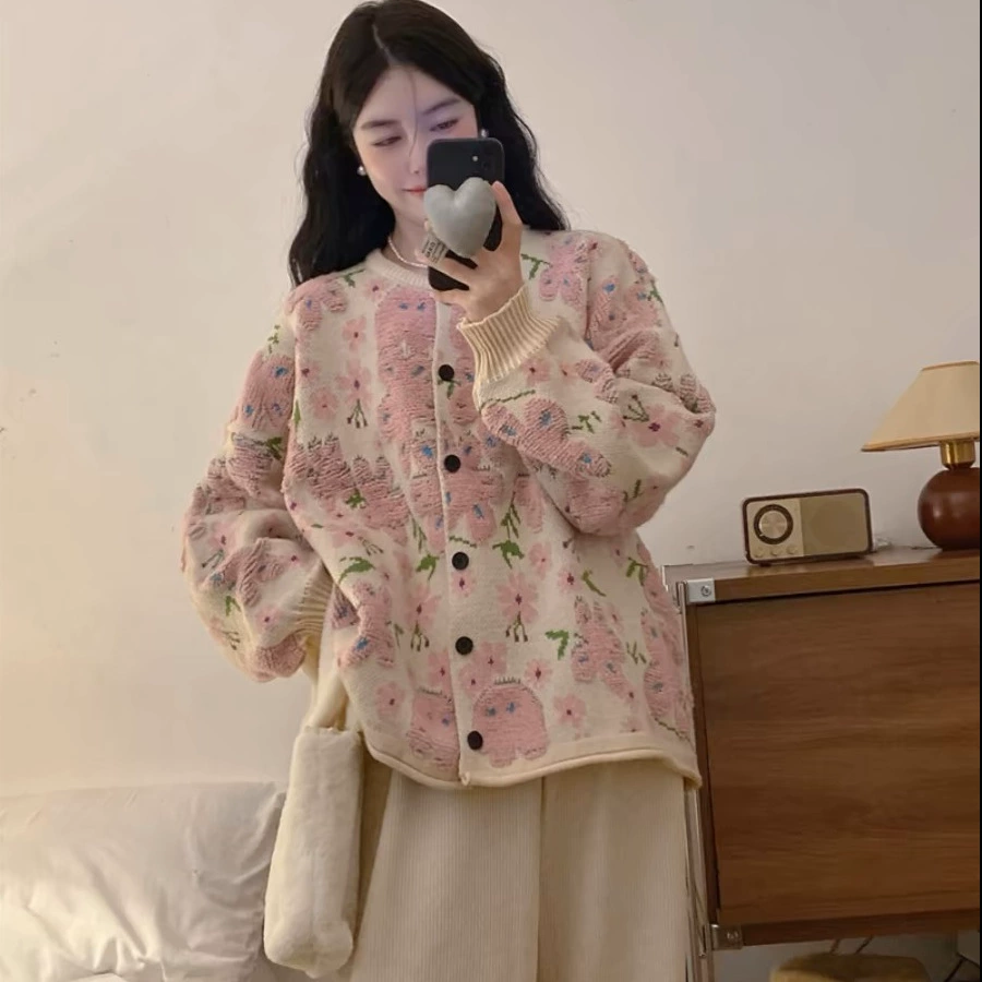 Дизайн Чувство осень-зима новый повседневный свободный дикий свитер кардиган