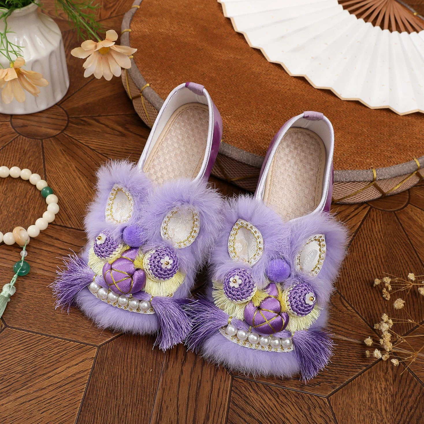 Не-наследственные туфли с головой тигра 2025 весна и лето новые национальные туфли с головой тигра ручной работы с плоским подошвием удобные новые китайские вышитые туфли