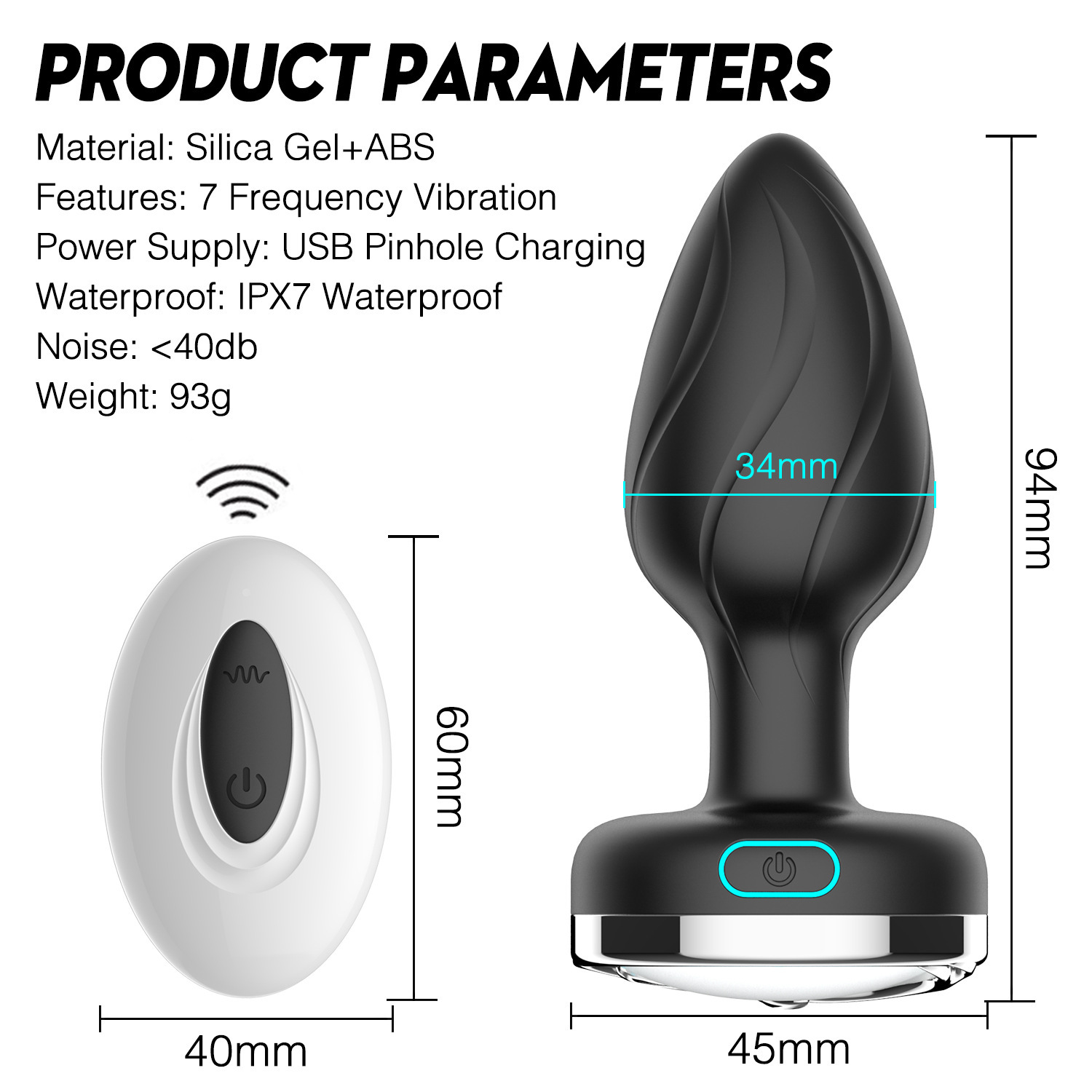 Luminous Wireless Remote Control Silicone Anal Plug, Rechargeable Adult Toy — detail image 7