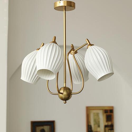 Full spectrum eye protection lamp French cream Bauhaus ceramic chandelier medieval living room bedroom main room dining room lamp