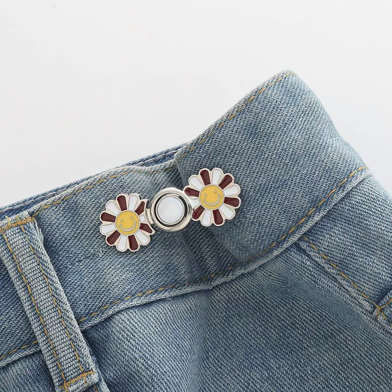 Nail-Free Removable Waist Buckle Pair, Flat-Bottom Seamless Buttons for Pants & Skirts, Assorted Designs