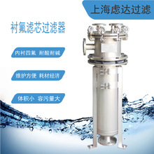 不锈钢衬四氟单袋式过滤器 内衬ptfe/etfe防腐蚀 化工原料过滤
