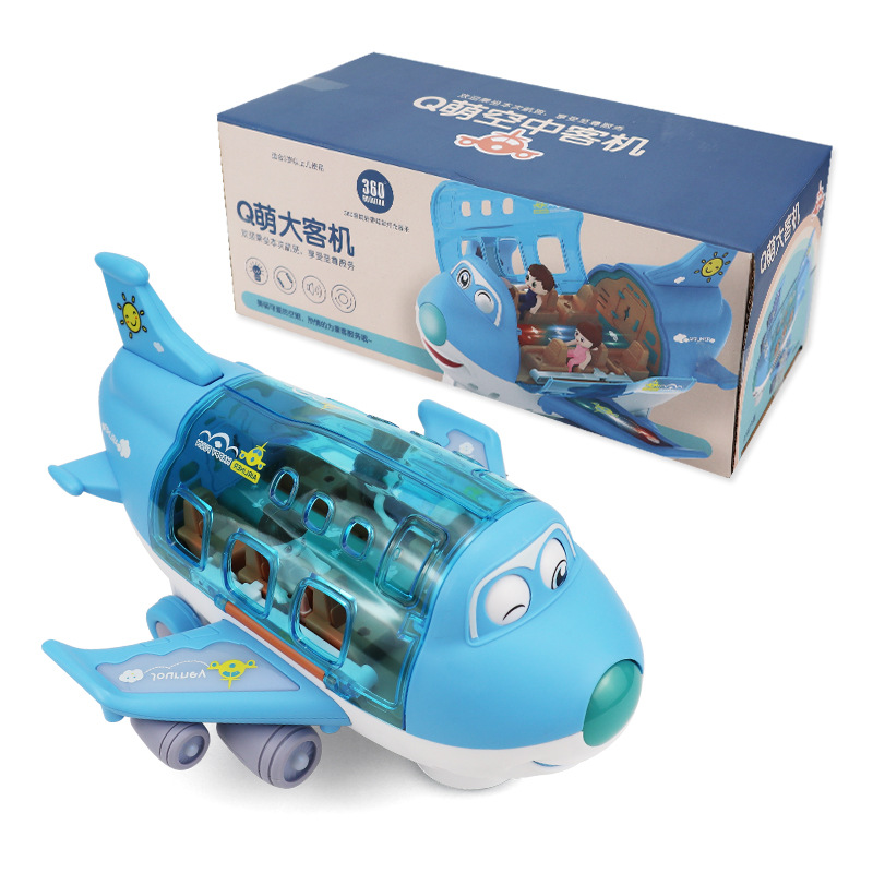 Tiktok universal para niños Q lindo avión de pasajeros música ligera universal 360 aviones giratorios modelo de coche de juguete eléctrico transfronterizo