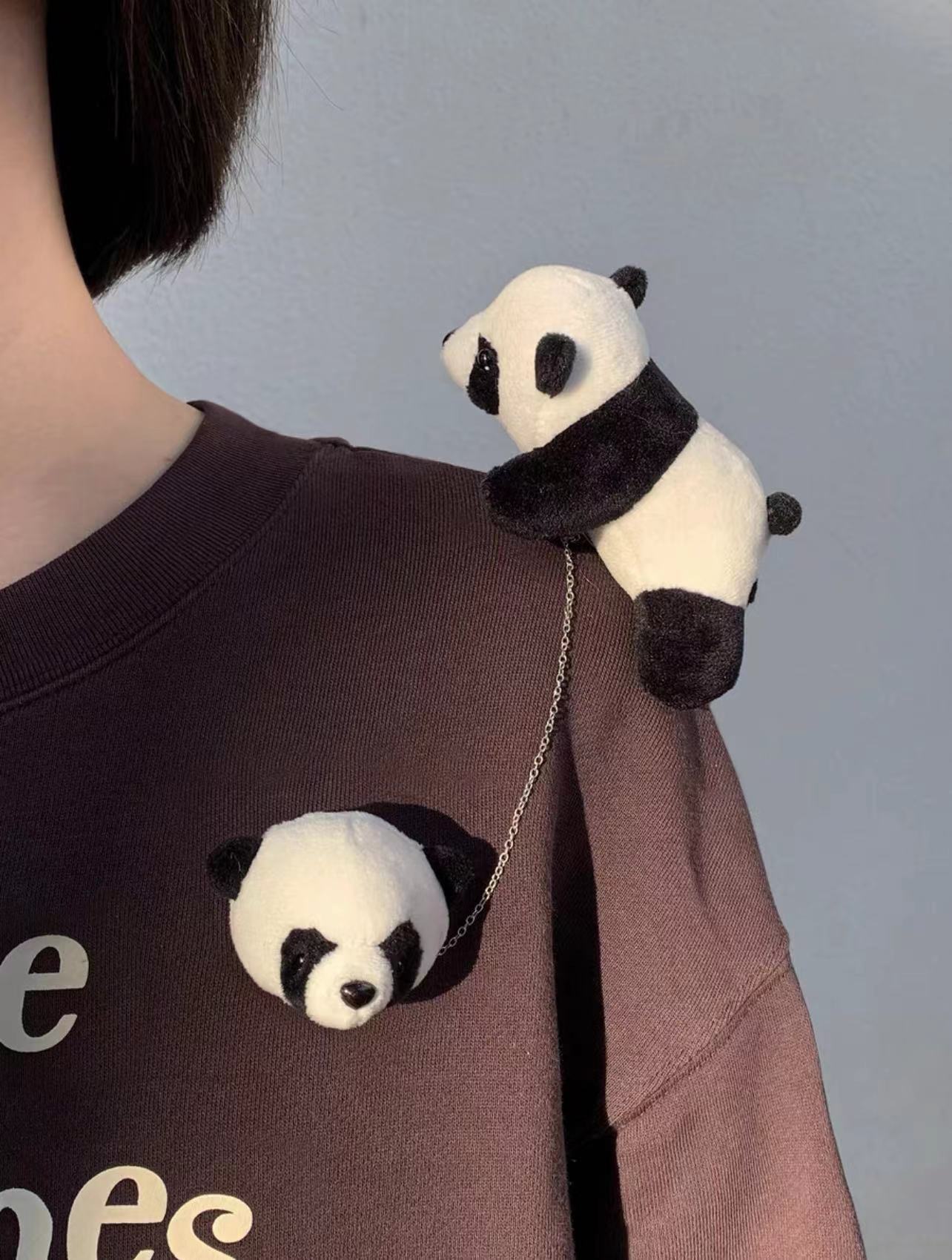 팬더 헤드 팬더 체인 브로치
