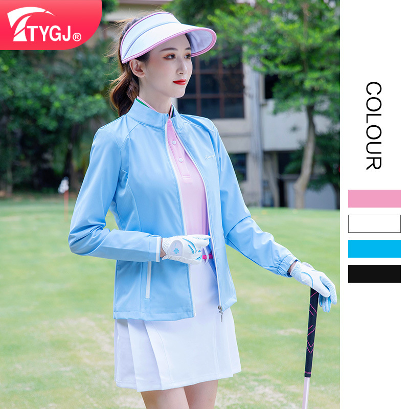 TTYGJ zipper golf long sleeve autumn and winter women's trench coat women's golf sportswear top