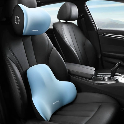 Lumbar Cushion Lumbar Support Driving – Waist support - blue-headrest-lumbar-pillow