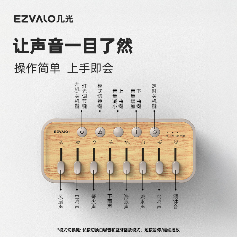 いくつかの光の自然な情景のスピーカーの白い騒音は睡眠の家庭用の屋外のブルートゥースの小さい音響の誕生日の親友の贈り物を解凍します。|undefined