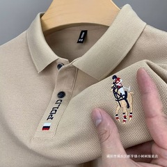 跨境厂家直销夏季纯色DR男士刺绣polo衫翻领高品质男士短袖t恤