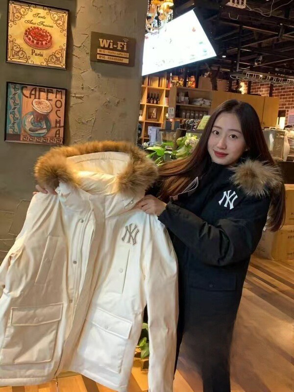 韩国NY中长款羽绒服外套男装女装2025冬季新款毛领羽绒衣防风夹克|undefined