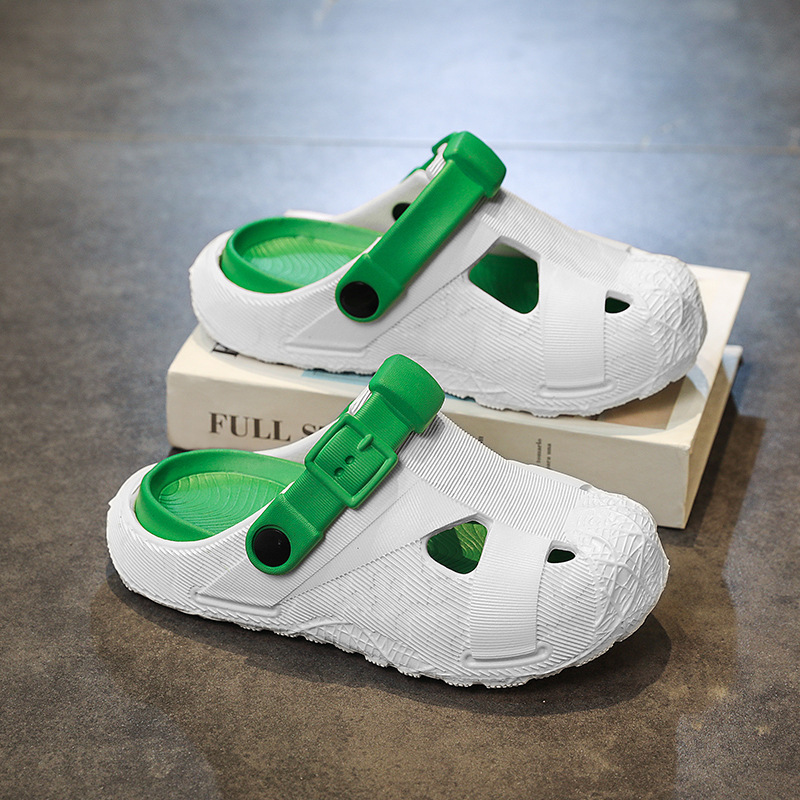 2025 zapatos con agujeros para padres e hijos, sandalias antideslizantes de suela gruesa para niños de mediana edad, zapatillas de Baotou para hombres y mujeres, zapatos de playa