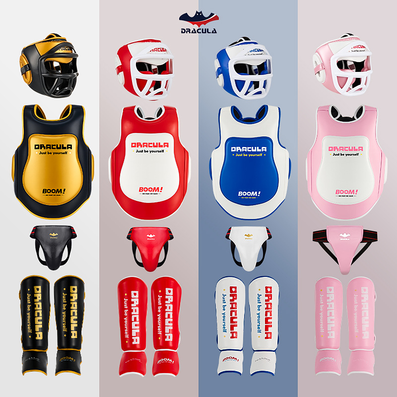 Children's Sanda Protective Gear, Full Set of Fighting Masks, Helmets, Chest, Crotch and Legs, Boxing Training for Boys and Girls, Taekwondo and Muay Thai